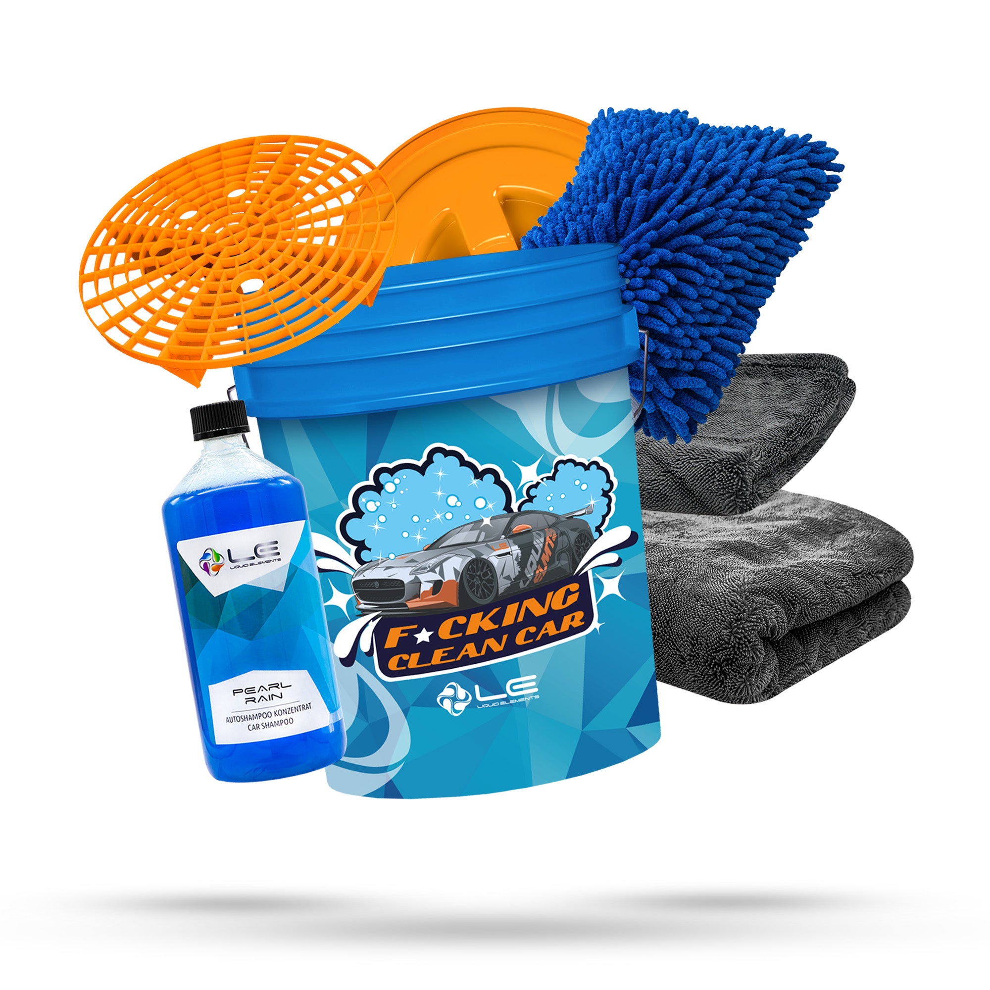 Car wash set with washing bucket