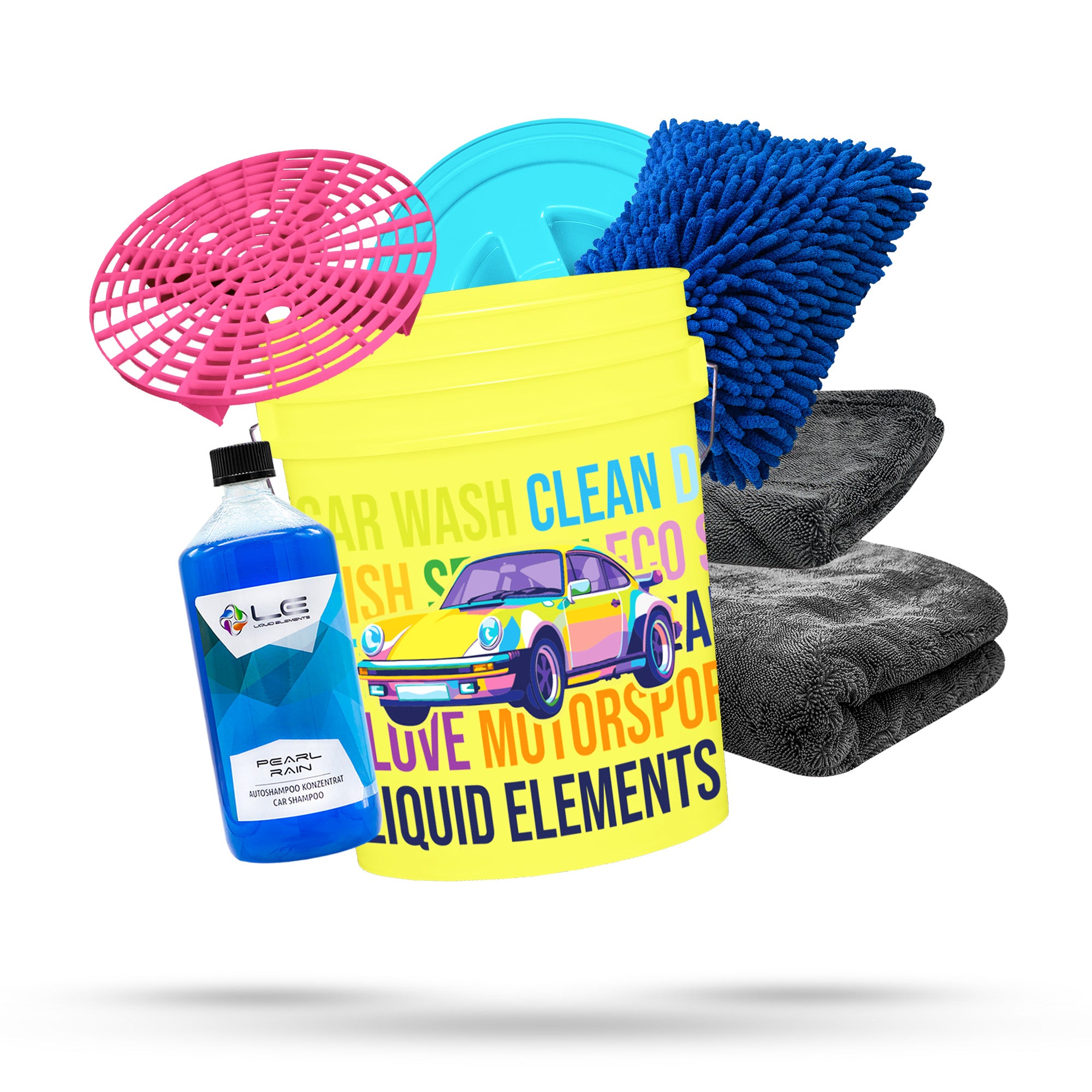 Car wash set with washing bucket