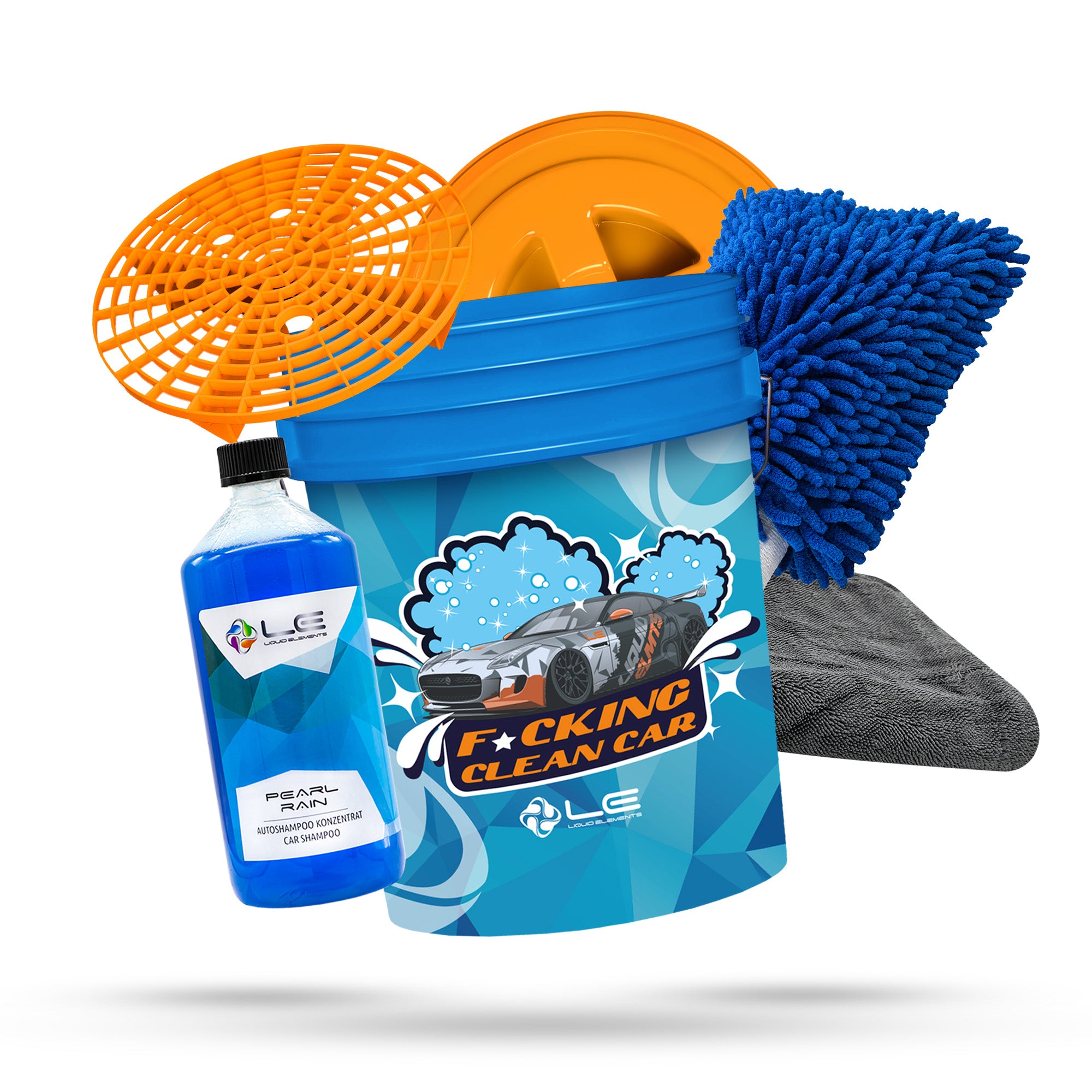 Car wash set with washing bucket