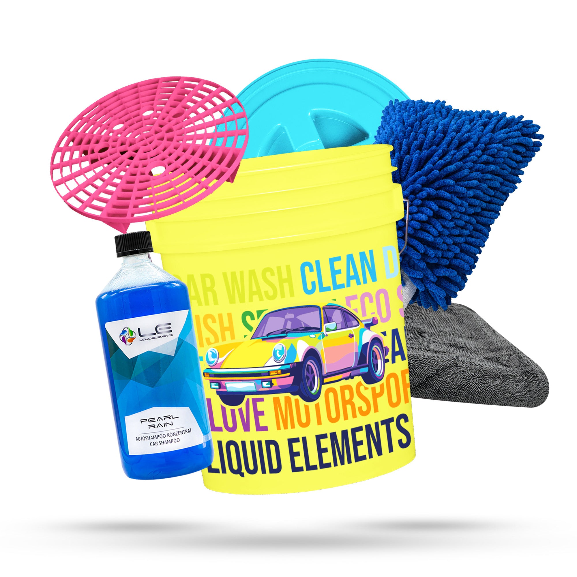 Car wash set with washing bucket