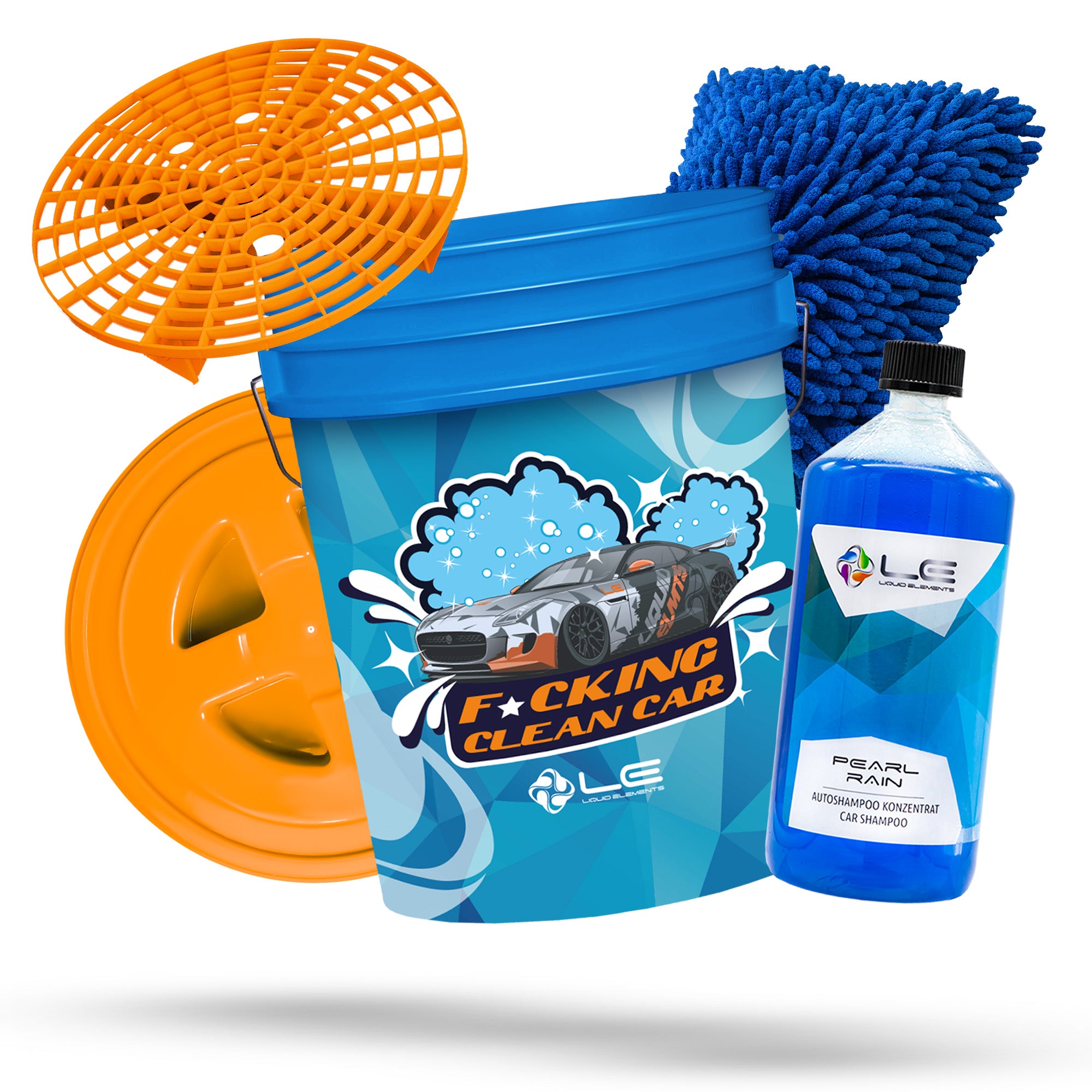 Car wash set with washing bucket