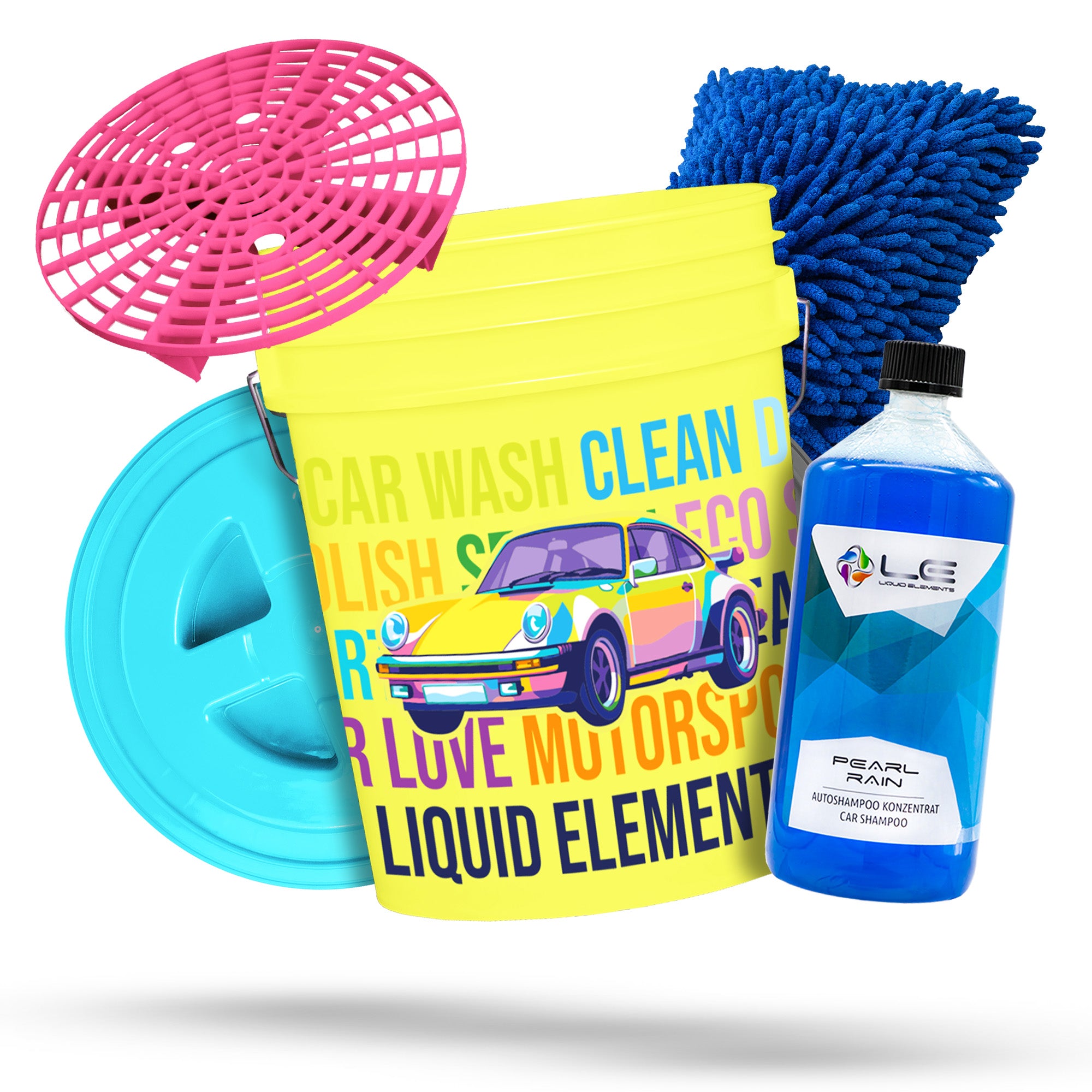 Car wash set with washing bucket