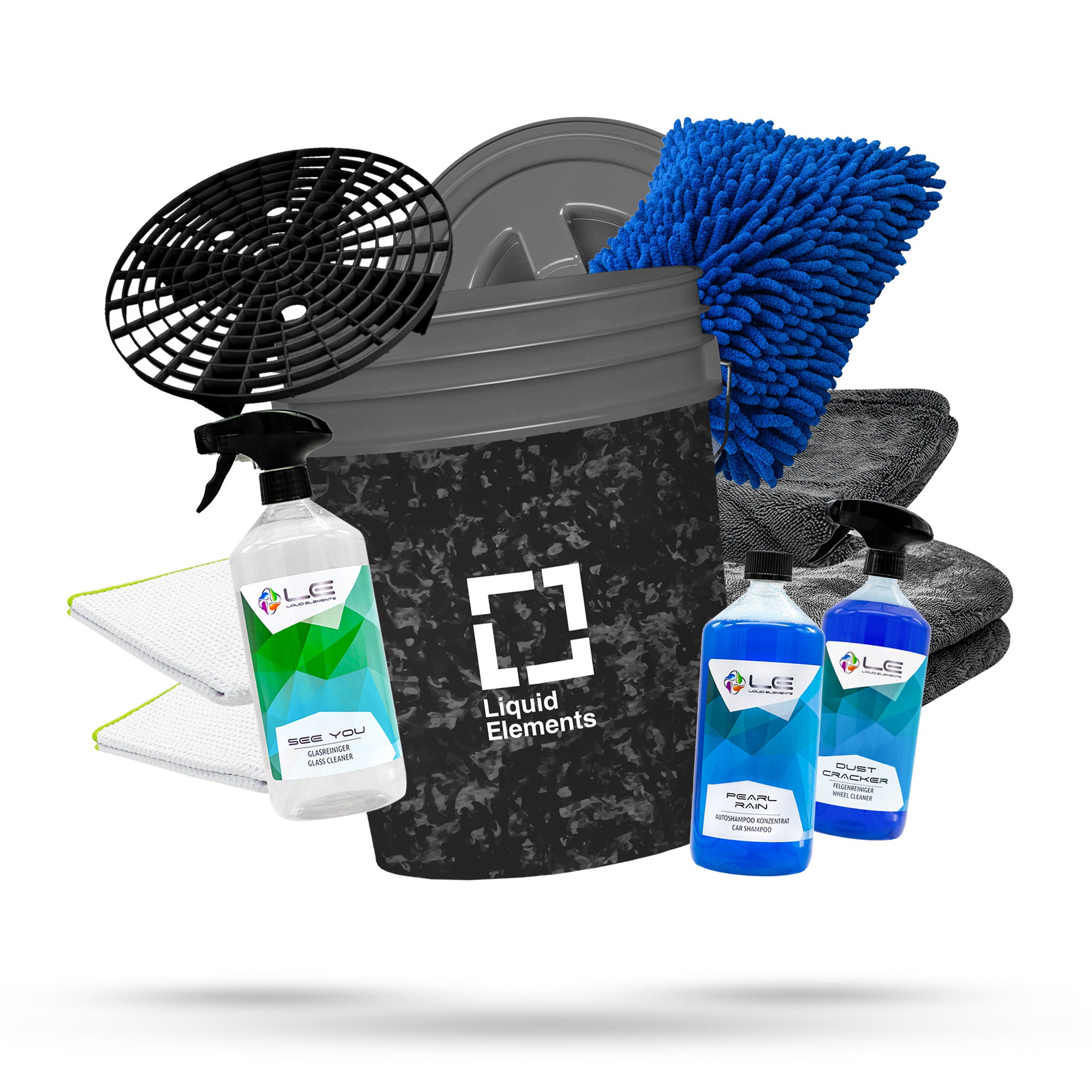 Car wash set with washing bucket