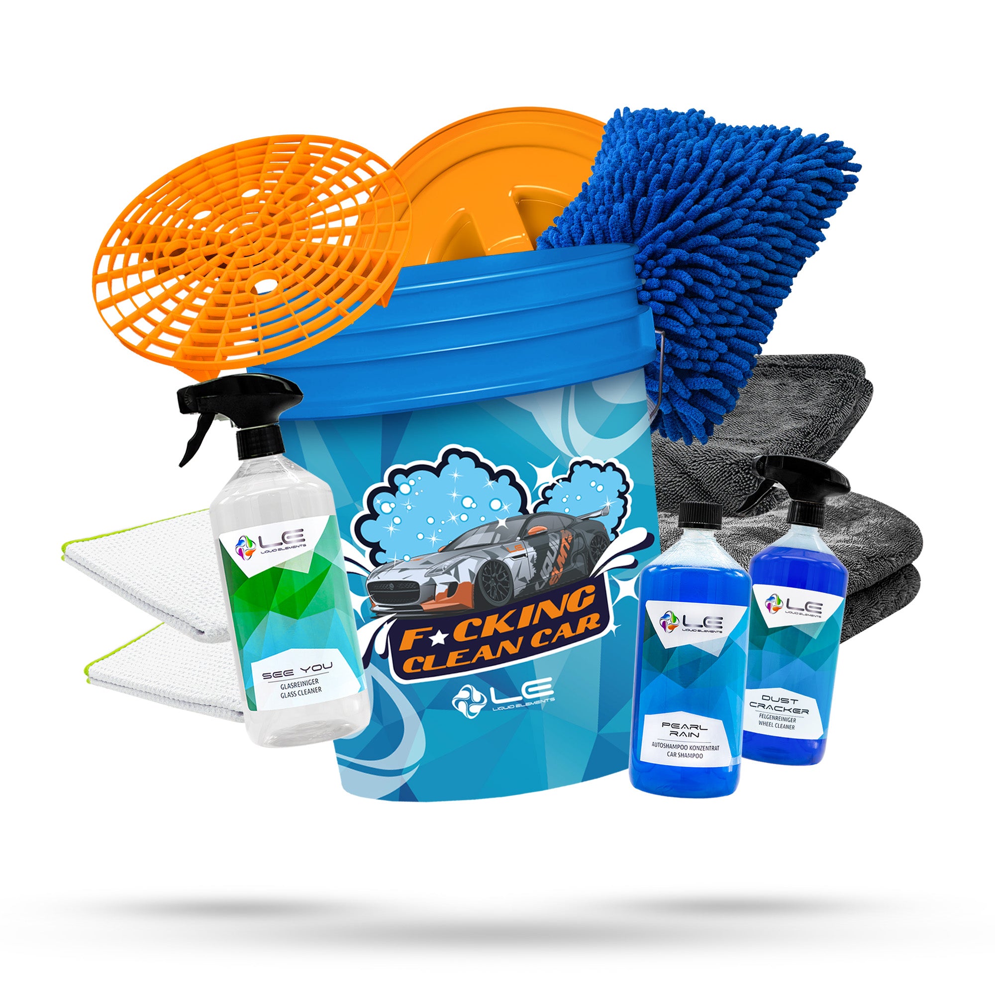 Car wash set with washing bucket