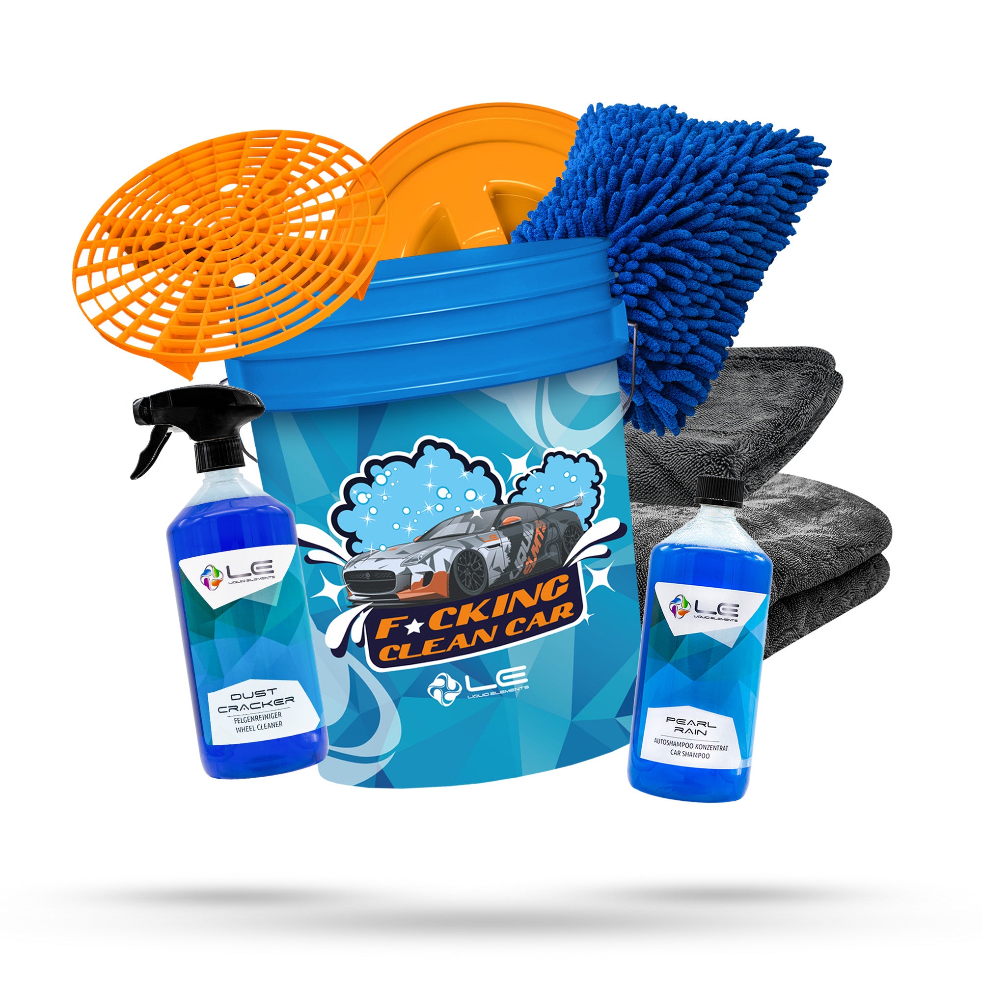 Car wash set with washing bucket