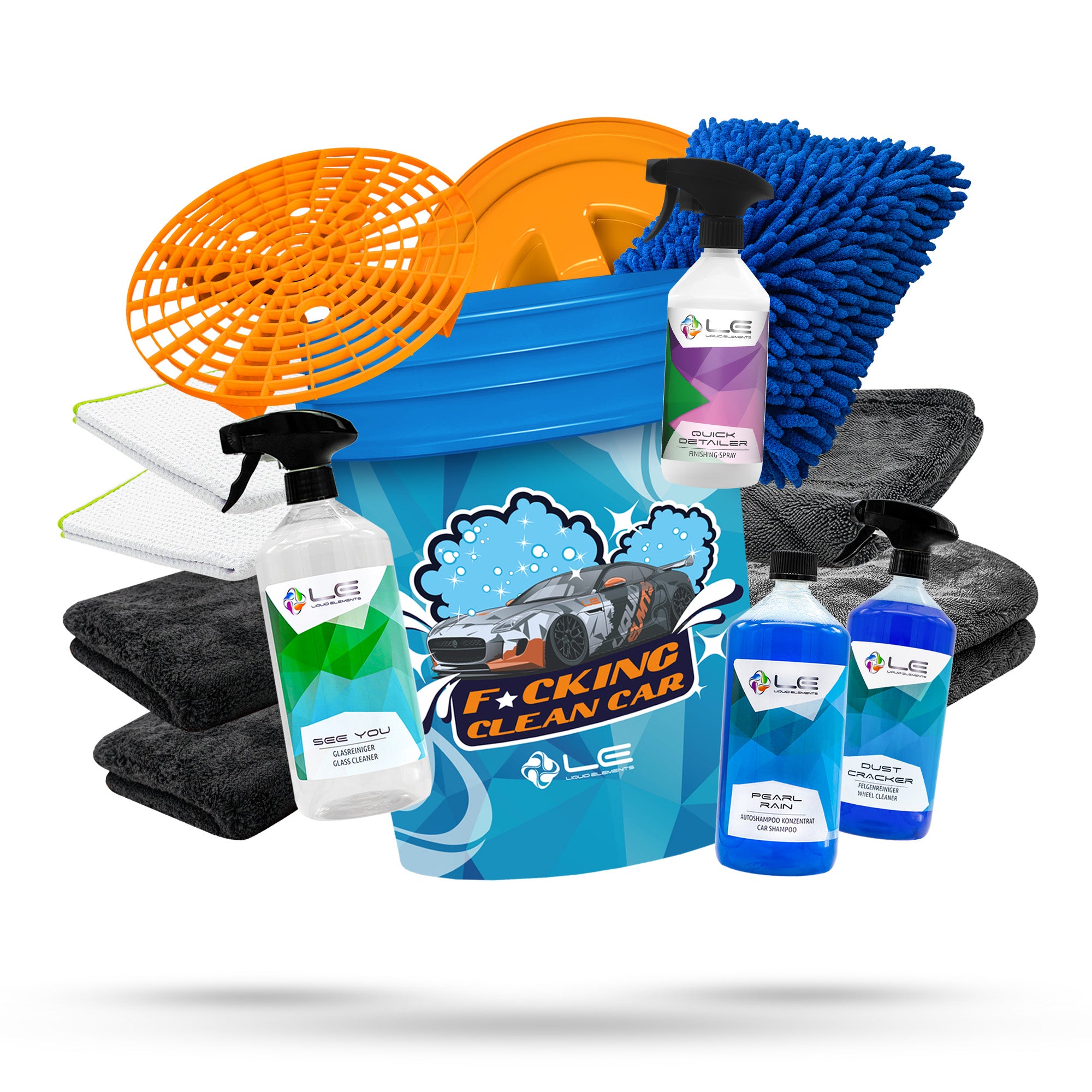 Car wash set with washing bucket